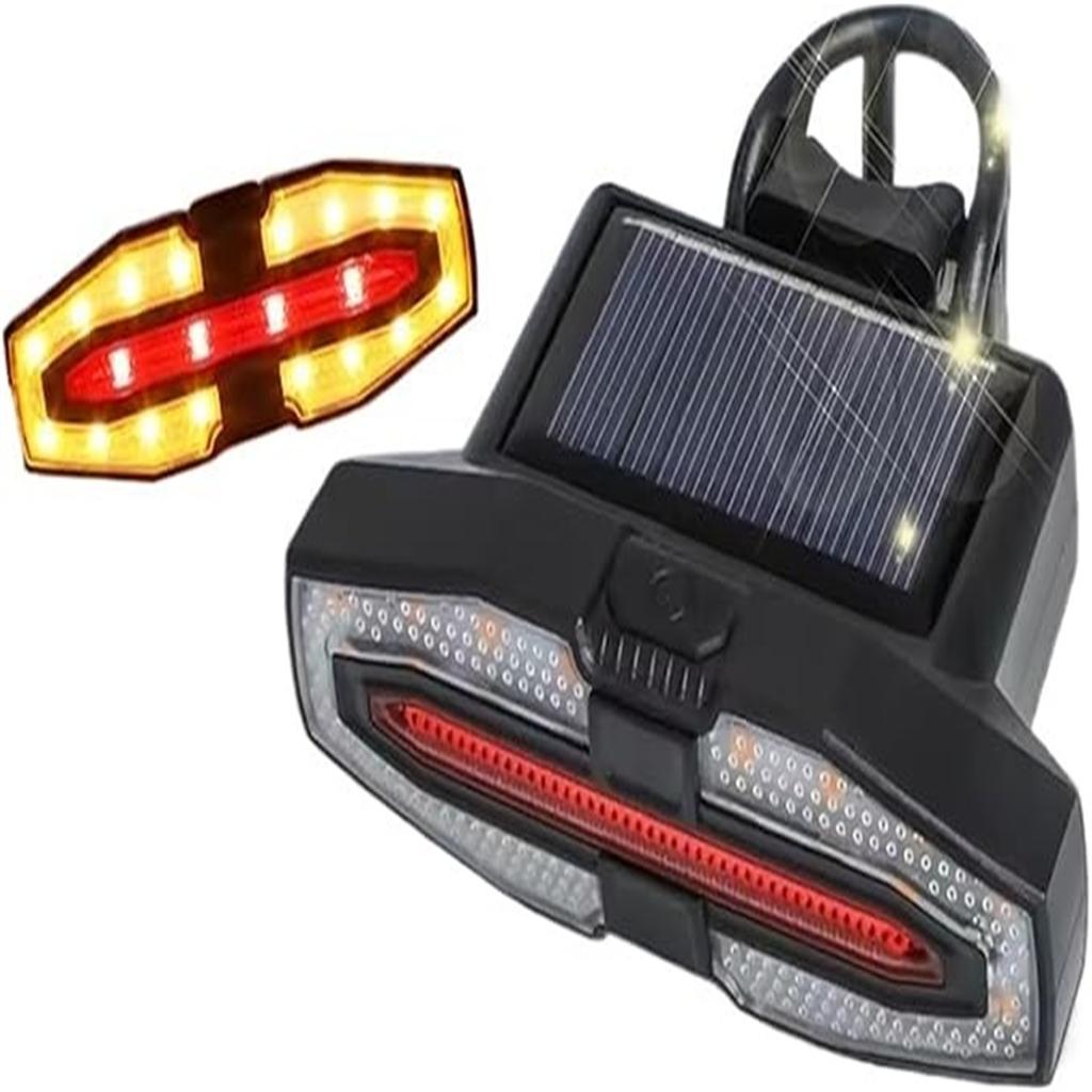 Solar-Powered  Taillight – Wireless Remote Control Steering Light, Night Cycling  Lamp, Safety Cycling Equipment