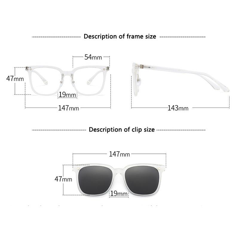 2 In 1 Clip On Glasses Transparent Frame Women Brand Design Clips Sunglasses Men Prescription Eyeglasses