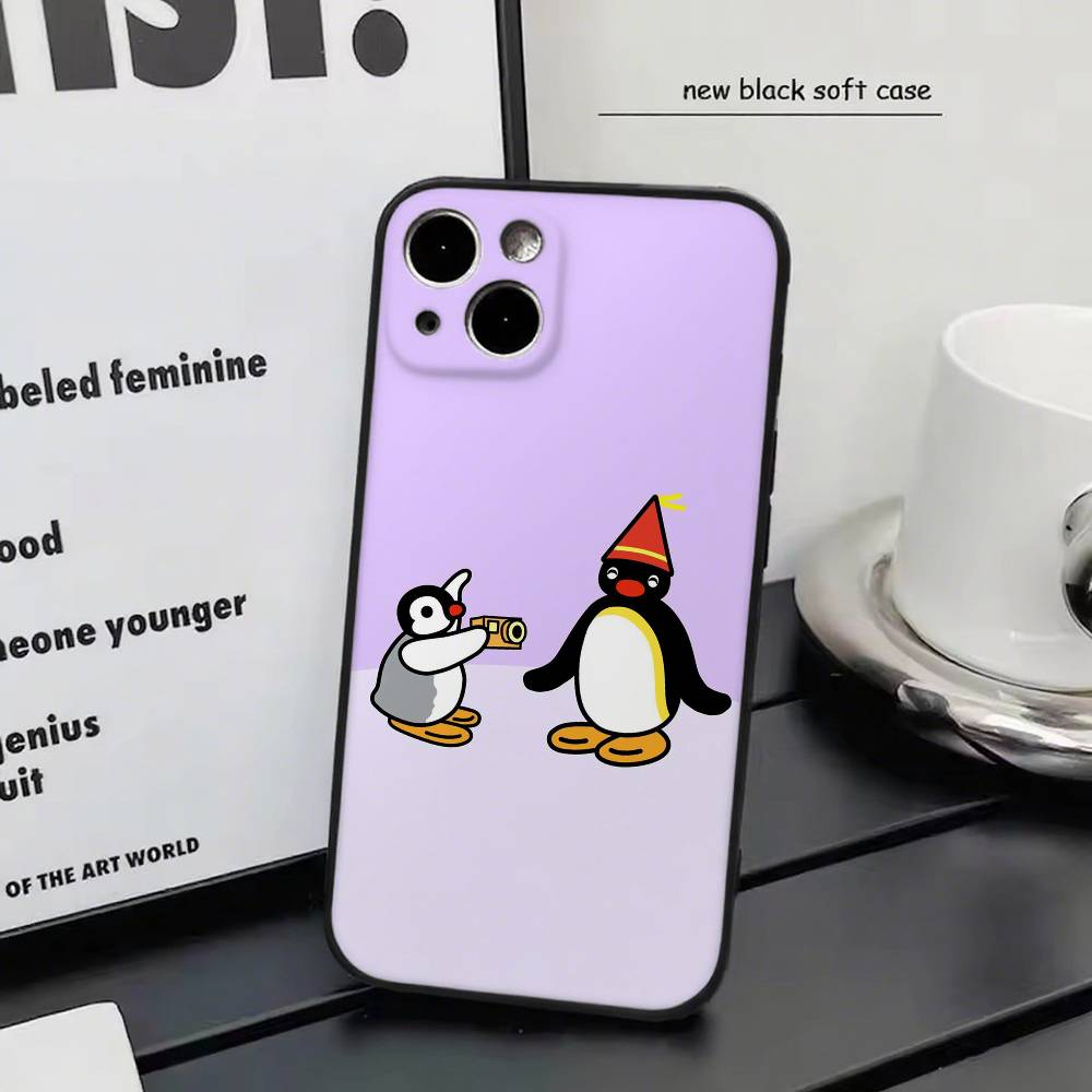 Cartoon P-pingu Kawaii Penguin Phone Case Silicone Soft For IPhone 17 Air 16 15 14 13 12 11 Plus Pro Max Plus