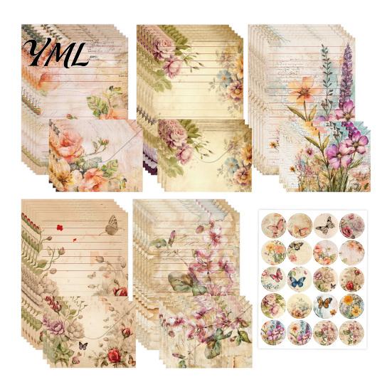 Personalized Correspondence Paper Watercolor Letterhead Set, Envelopes Letter And Stickers Elegant Stationery Kit for Women Kit, Handwritten Birthday