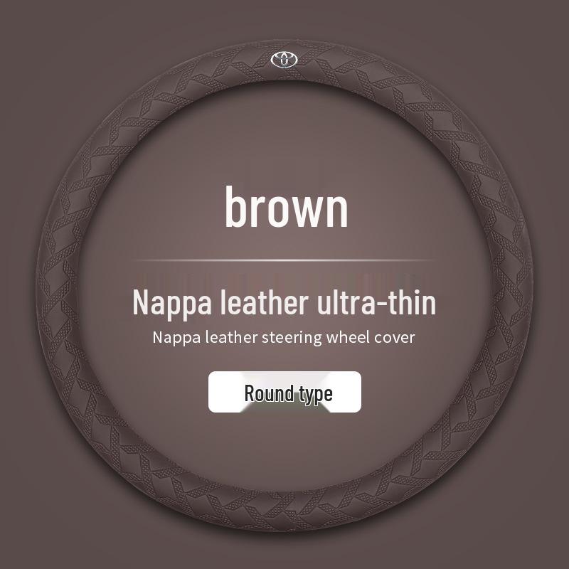 Toyota Nappa Leather Texture Steering Wheel Cover, 3D Non-slip, Sweat-absorbent, Wear-resistant, Ultra-thin Design.