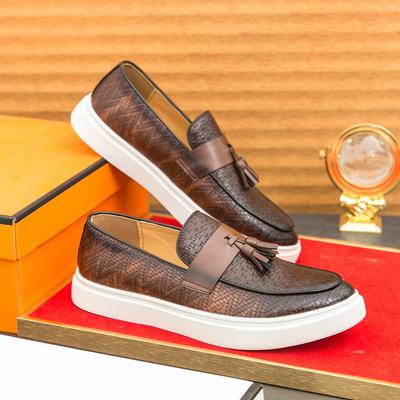 Mode Streetstyle Herren Leder Slipper Handgefertigt Slip-On Kleiderschuhe Bequeme Business Casual Flats Stilvolle Quasten Fahrschuhe