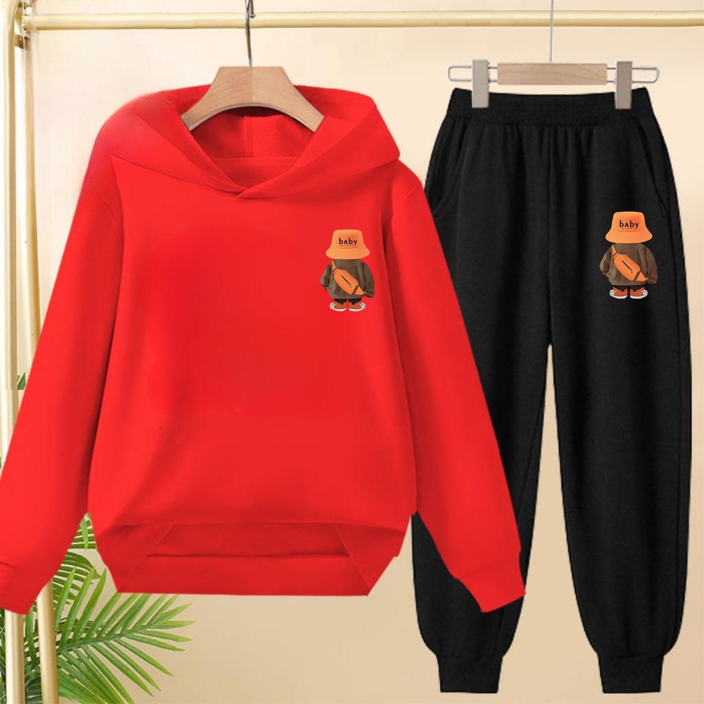 Suit Hoodie, "Baby Boy", Suitable for Boys and Girls Aged 3 to 12. Its Features Are Pink, White and Blue Tops and Trousers