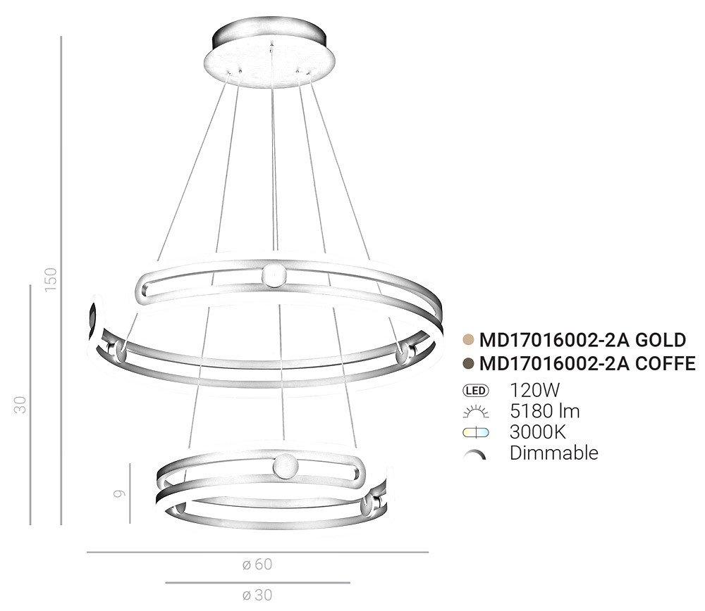 Lampa wisząca Kiara MD17016002-2A GOLD Italux