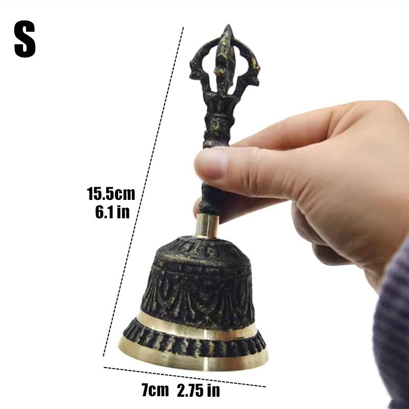 Black Brass Handicraft Large Engraved Hand Bell Loud and Clear Sound for School Meditation Church Bronze Bell Creative Gift