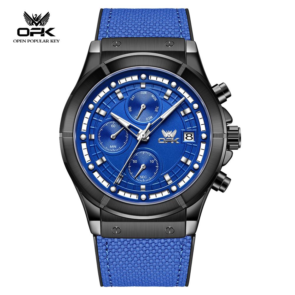 OPK Brand Watch Fashion Trend Large Dial Multifunctional Luminous Waterproof Quartz Men's Watch 8193