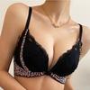 Leopard Print Front Button Bra Women's Beautiful Back Bra Women's Gathering and Adjustment Type Breast Collection Breathable Lace Bra