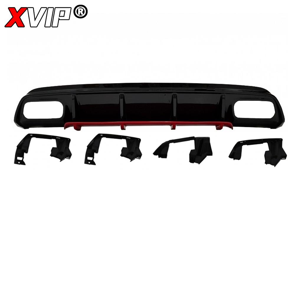 XVIP Red Glossy Black Rear Diffuser With Exhaust Pipe For Mercedes Benz A-Class W176 A200 A45 AMG 2013-18 Bumper Car Accessories