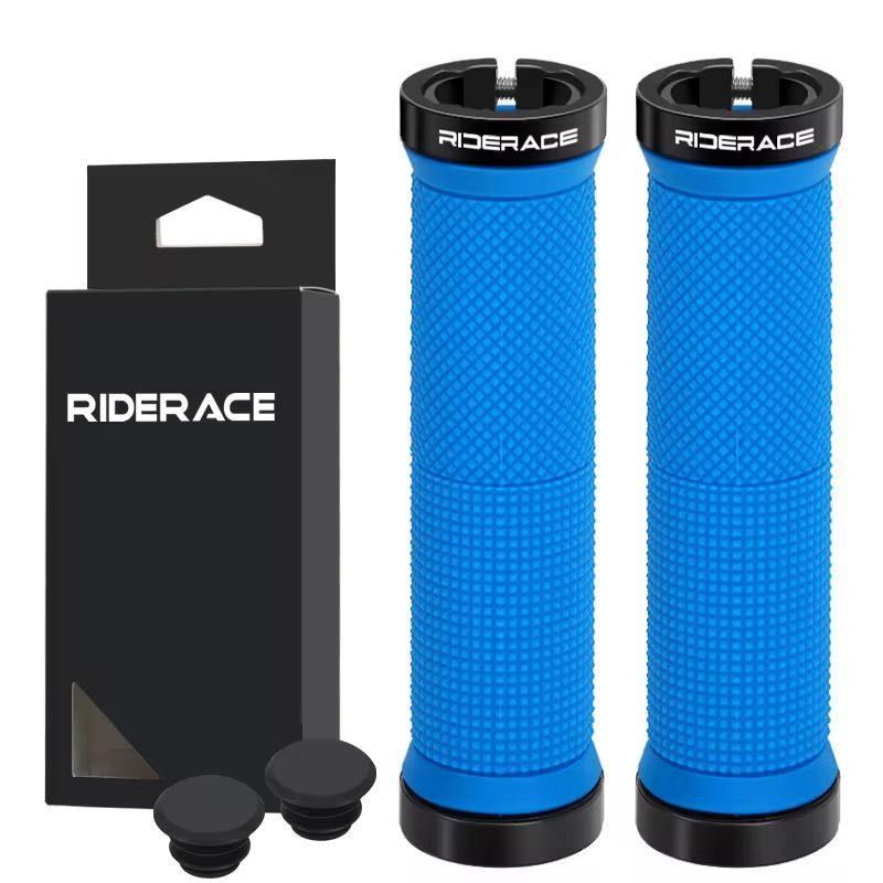 

Чехол на руль горного велосипеда, противоударный, нескользящий, эргономичный, резиновый, ручки для велосипедного руля RIDERACE, защелка на MTB синий