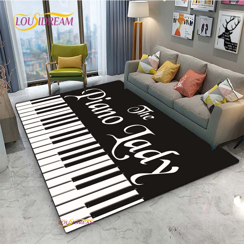 Alfombra de Vinilo con Notas Musicales Negras Vintage para Decoración de Sala de Estar Dormitorio Alfombras de Área Cocina Felpudos Antideslizantes Alfombra Regalo de Cumpleaños