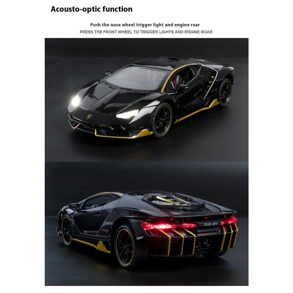 1/24 Scale Lamborghini LP770-4 Super Muscular Sports Car Alloy Metal Diecast Computer Desktop Ornament Automotive Interior Gift Box