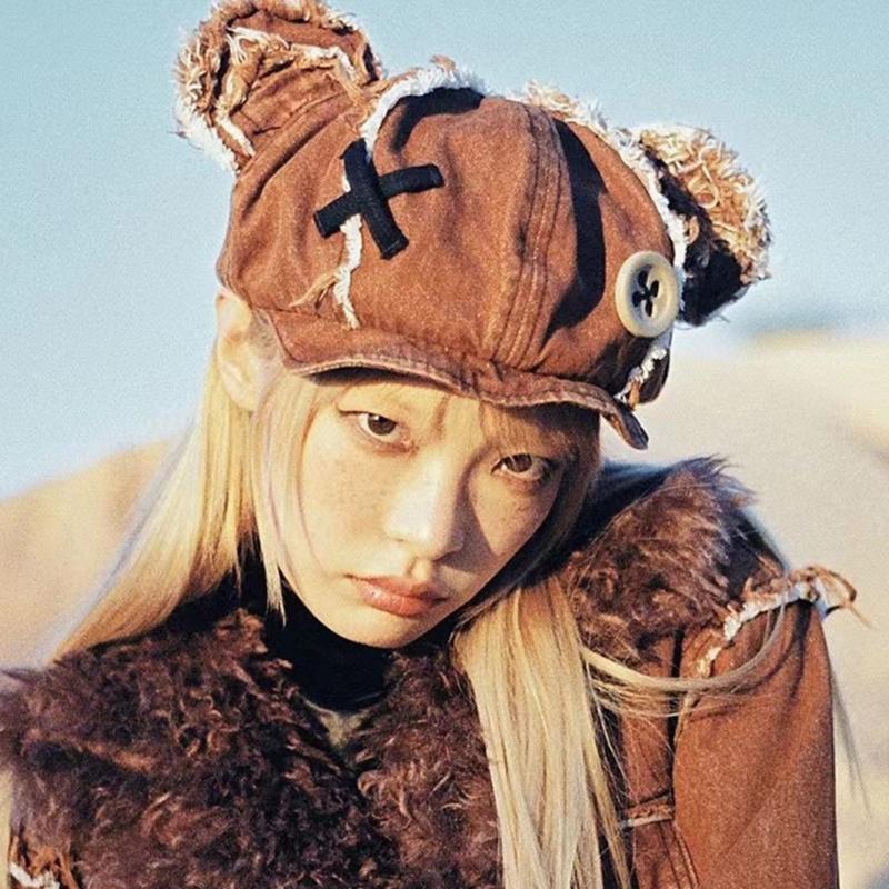 Trendy Cute Bear Ear Beret Girls Woman French Hat Girls Shopping Painter Hat
