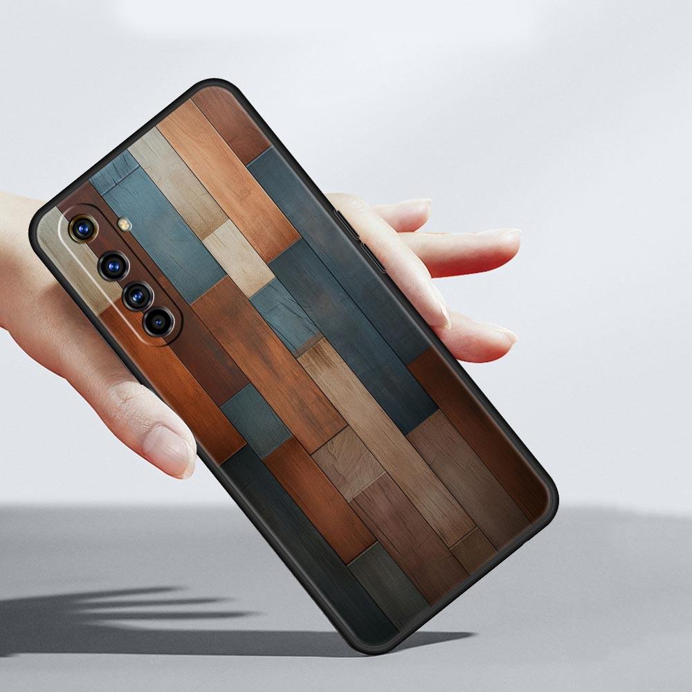 Luxury Vintage Wood Grain Pattern Soft TPU For Realme 13 12 11 10 9 Pro Plus GT3 GT2 C21 C25 C35 C53 C55 C67 Pro 5G Phone Case