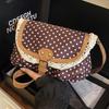 Sweet Lace Ladies Flap Crossbody Bag Polka Dots Vintage Canvas Sling Bag  Daily Use