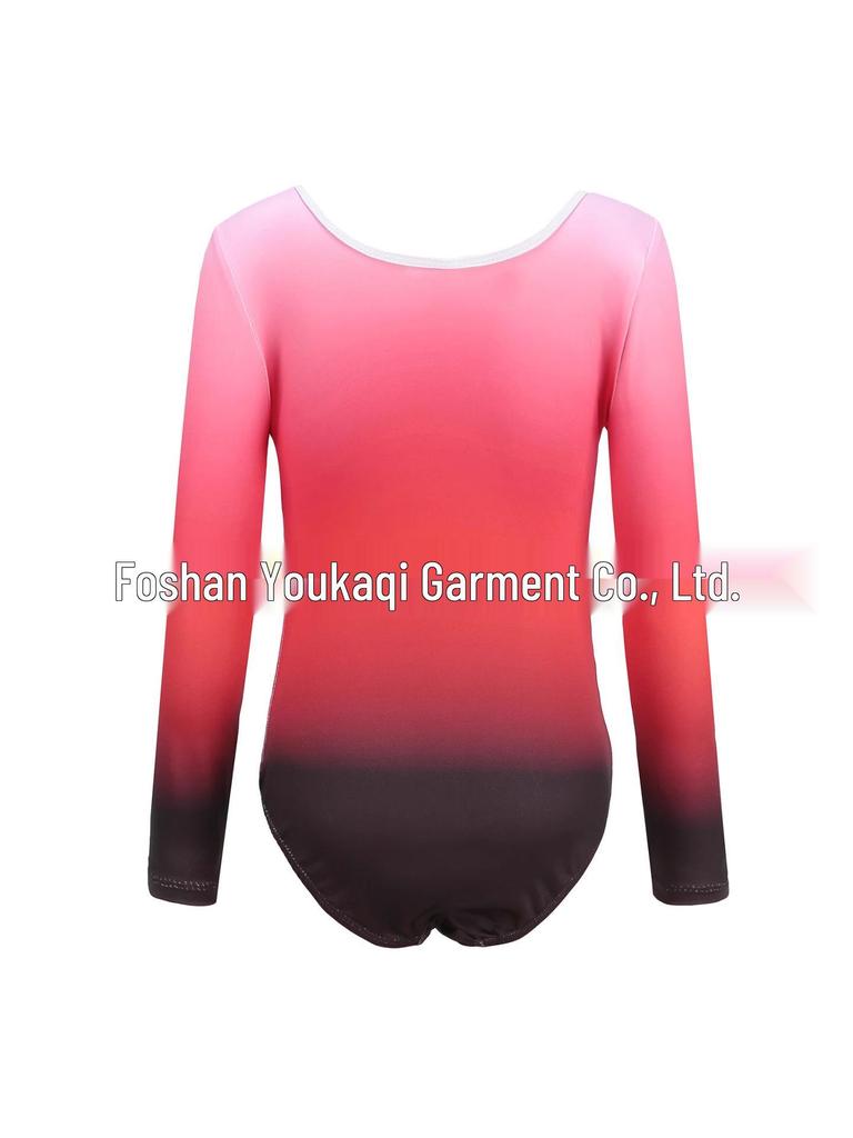 In-Stock Rhinestone Gymnastics Leotard & Gradient Headpiece for Girls' Ballet & Dance Exams
