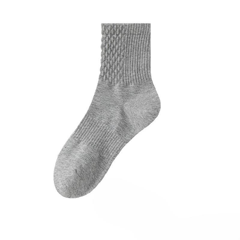 Female Autumn and Winter Pure Color Draw Waist Boneless Exercise Breathable Sweat Absorbing Tube Cotton Socks