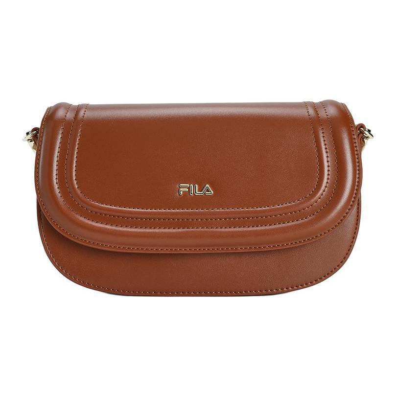 FILA Logo Fashion Casual Synthetic Leather Crossbody Bag Mini Women bags F13W443163FBN Woody Brown Umber,Extra Small