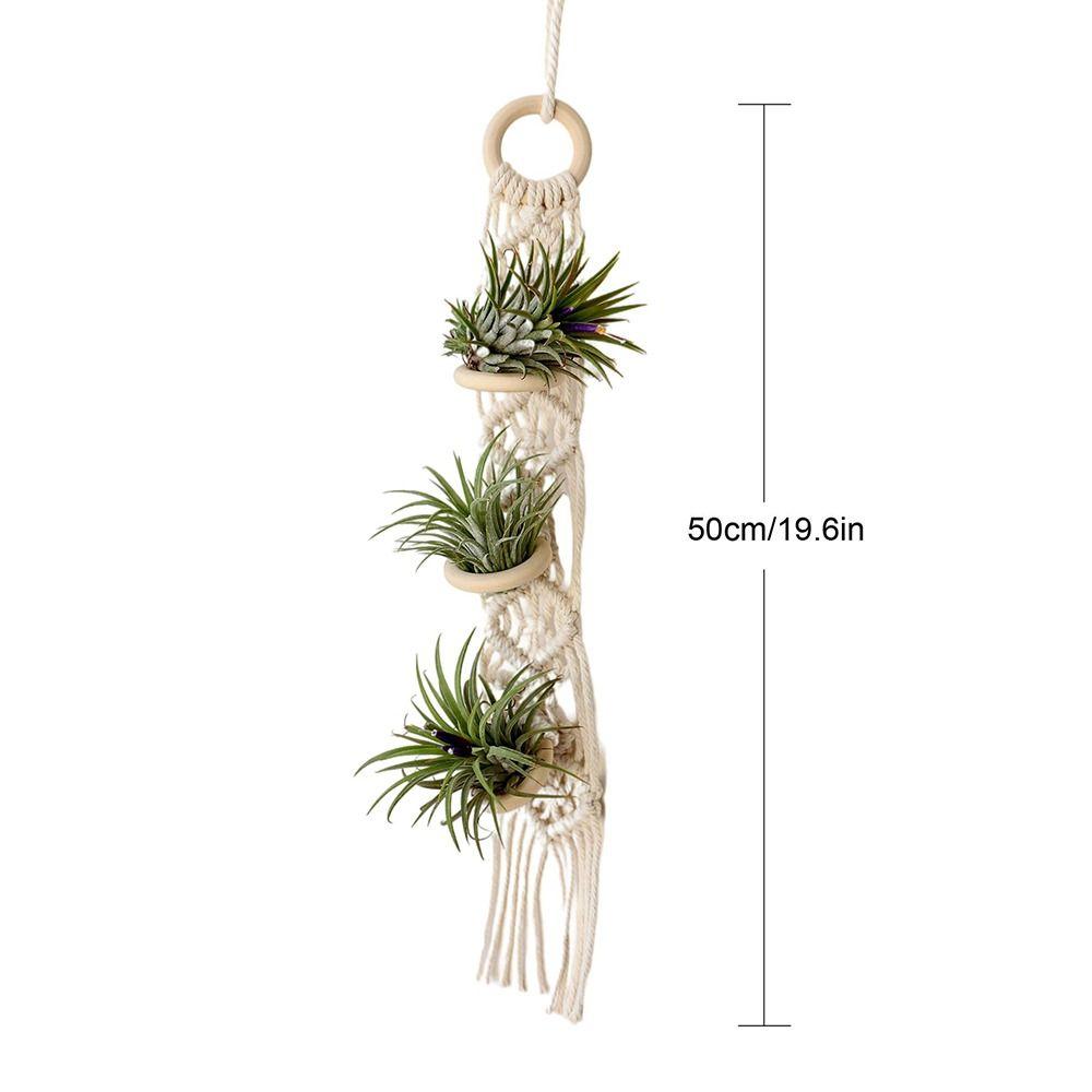 Für Innenwohnzimmer Balkon Makramee Pflanzenhänger Garten Blumentopfhalter Dekor Beigefarbene Baumwollseil Hängepflanzer