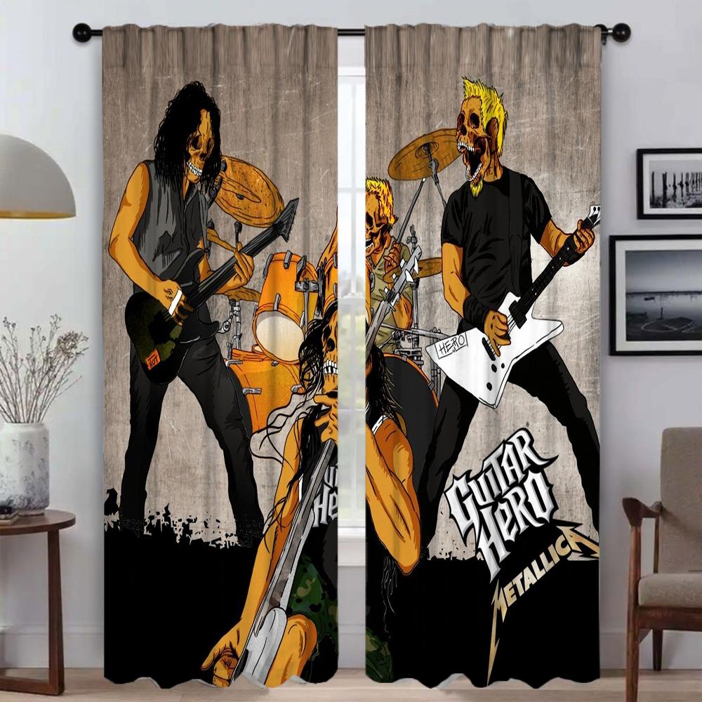Blackout Curtains for Living Room M-MetallicaS Window Curtain for Room 2 Panel Partition Halloween Decoration Kitchen Elegant