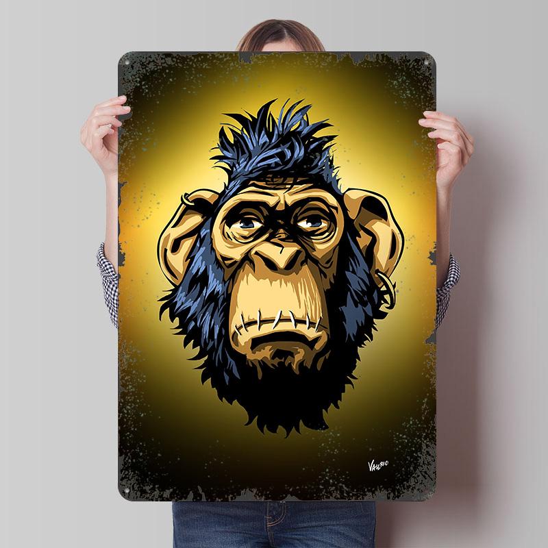 

Punk Monkey Poster Customized Wall Art Vintage Metal Signs Retro Tin Plaque for Man Cave Room Decoration At Home Decor Items 7.9x11.8In(20x30cm)