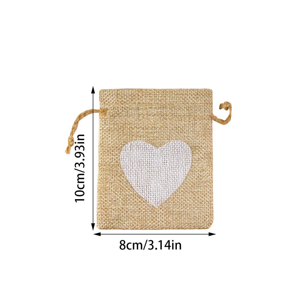 10/20pcs Natural Burlap Gift Drawstring Bags Heart Linen Jute Candy Gift Packaging Bag Wedding Pouches for Guest Birthday Party