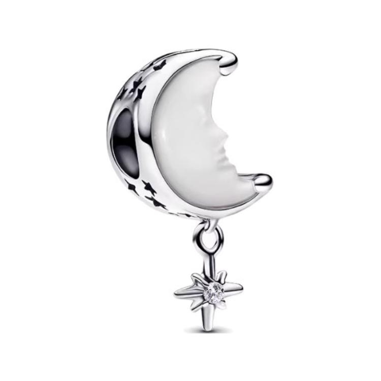 Pandora North Star Engraved Moon Pendant Women pendant Silver 793594C01 Box