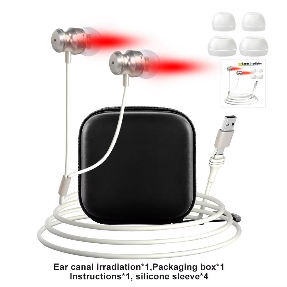 

Ушной лазерный аппарат 650 нм LLLT технология красного света портативная USB система поддержки здоровья ушей белый
