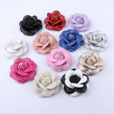 Pin Korean Gifts Brooch Jewelry Fabric Camellia Flower PU Leather DIY Craft Supplies Corsage