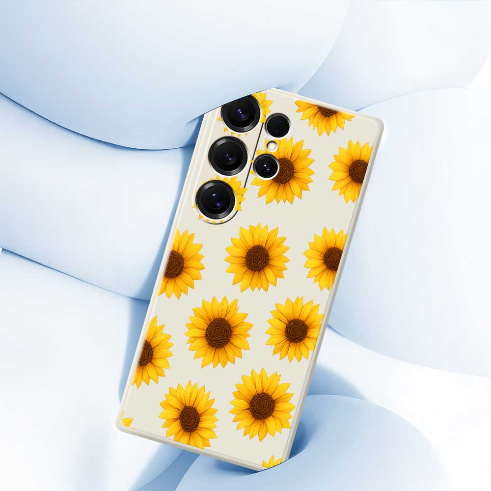 For Samsung Galaxy S25 Ultra Case Sunflowers Pattern Printing Straight Edge TPU Phone Back Cover