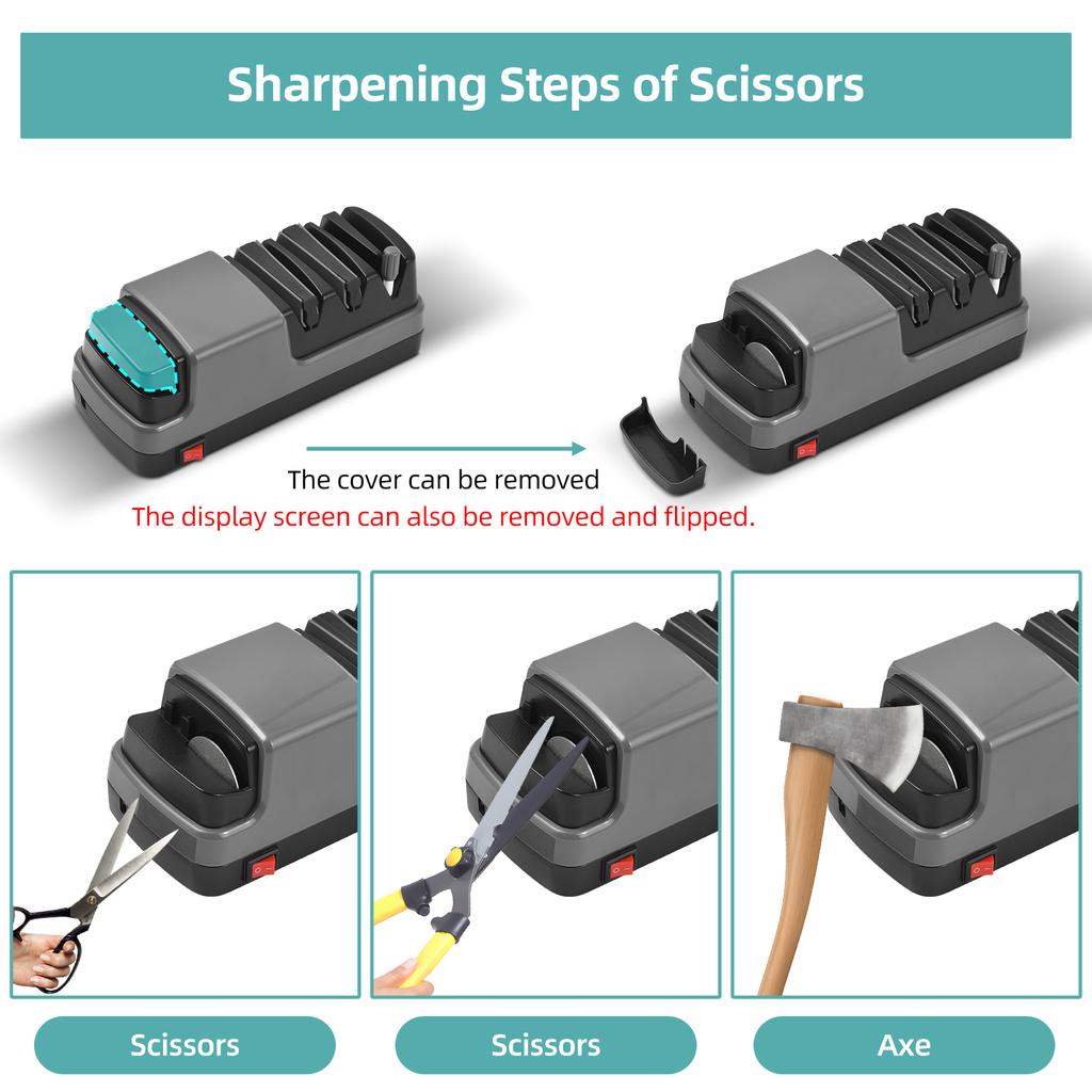 Afilador de cuchillos eléctrico 4 en 1, herramienta para afilar cuchillos con abrasivos de diamante, adecuado para corte recto