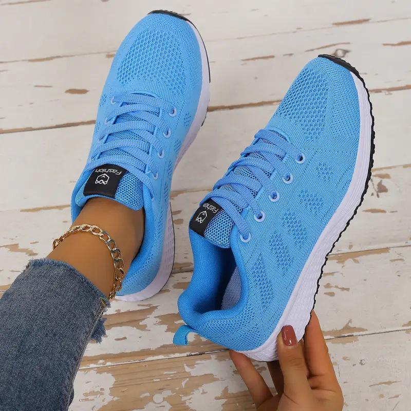 Chaussures de Running Toile Maille Fly-knit Grande Taille Femme 2025 - Semelle Plate pour Printemps et Automne