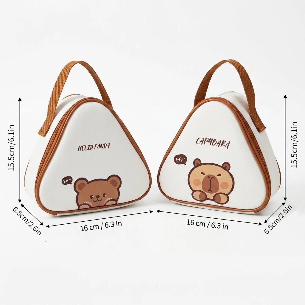 Capybara Bear Thermal Lunch Bag Mini Insulated Bento Box Snack Food Cooler Container Kids School Women Kawaii Triangle Handle