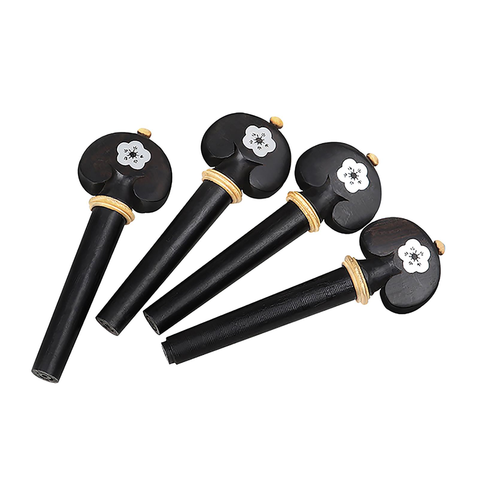 4pcs Violin Tuning Pegs Carved Ebony