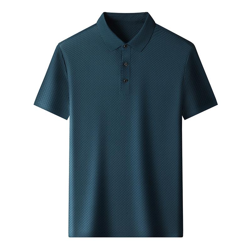 Ice Silk Polo Shirt Men'S Slim Casual Breathable Thin Business Solid Color Short-Sleeved Men'S Tide