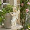 Classical Angel Girl Decor Vintage Statue, Planter Climber Cute Indoor Plant Pot Accents Resin Figurine for Flower Edge Hanging