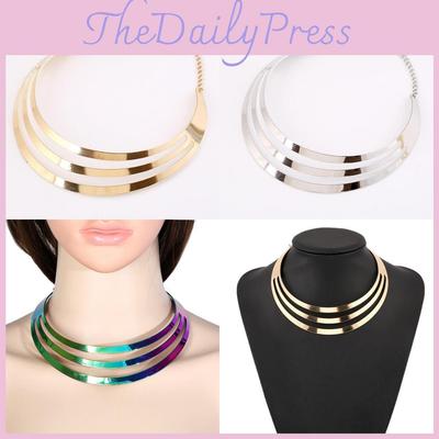 Punk Style Metal Choker Necklace With Geometric Design For Alternative Fashion Lovers