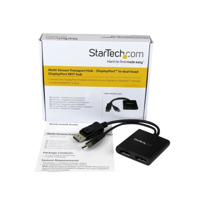 STARTECH.COM Splitter Multi-écrans DisplayPort Vers 2x DisplayPort - Hub MST À 2 Ports