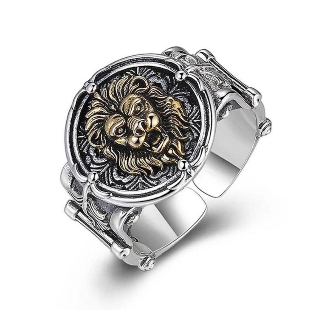 Retro Pierścień Lwa Regulowany Gotycki Punkowy Pierścień Męski Hip Hop Motocykl Impreza Rock Bully Minimalistyczny Otwierany Nisza