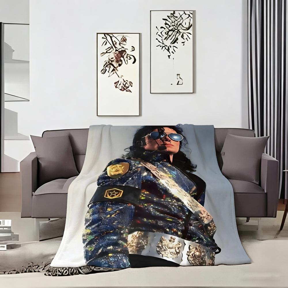 Kpop M-Michael Jackson Throw Lightweight 240G Flannel Blanket Soft Skin-Friendly For Summer Cooling