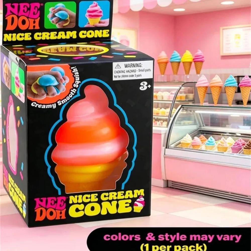 Schylling Nee Doh Ice Cream Sensory Toy Stress Relief Fidget Toy for Anxiety Focus Adults Kids