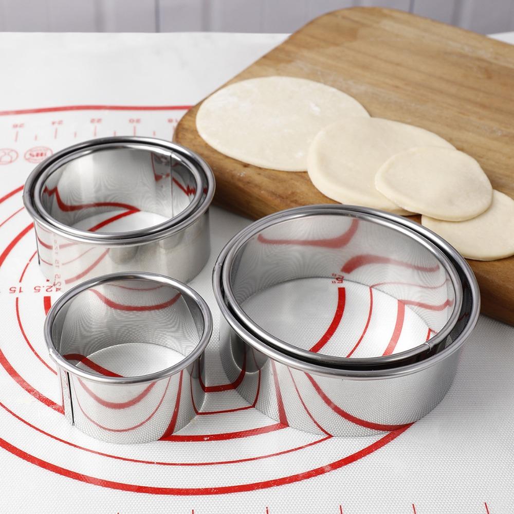 3pcs/set Rust-proof Dumplings Wrapper Molds Silver Dumpling Skin Cutting Mould Cookie