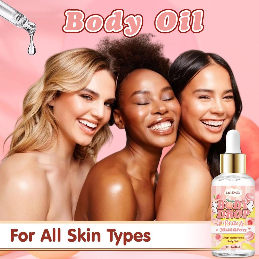 Body Oil-Deep Moisturizing Body Skin With Peach Macaron & Coconut Oil-Enhancing Skin Smoothness-Suitable for all Hair Types, 30ml