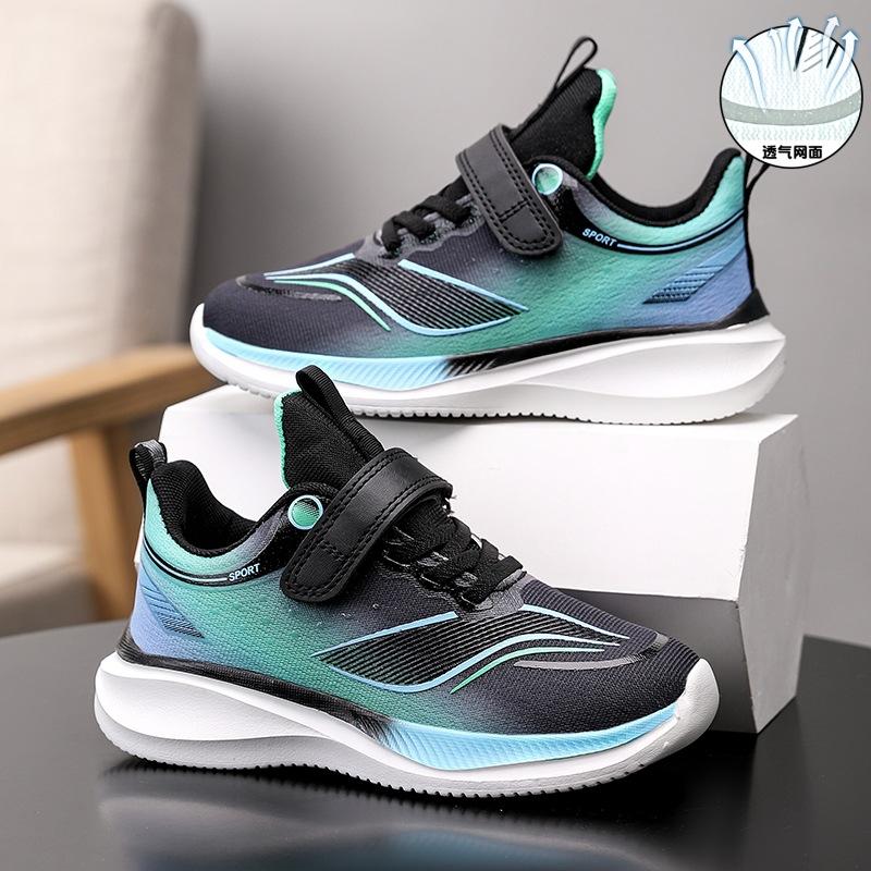 2025 summer new boys sports shoes mesh breathable versatile casual children Velcro soft sole light classmate