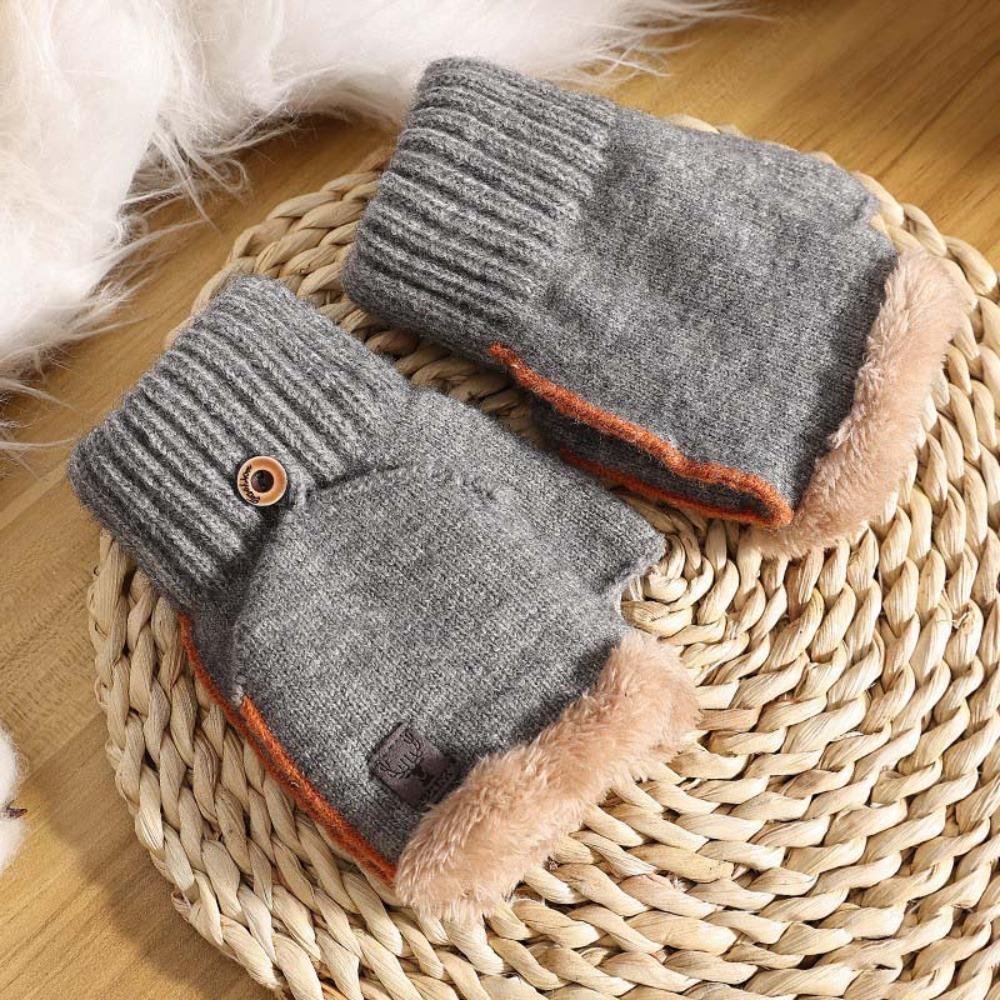 Soft Dual-use Gloves Acrylic Fibres Half Finger Gloves Knitted Yarn Flip Mittens  Keep Warm