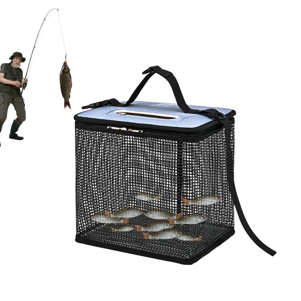 Fish Basket Foldable Floating Fish Basket Compact Holder Mesh Net Quick-Drying Portable Design For Boat Crabbing Outdoor