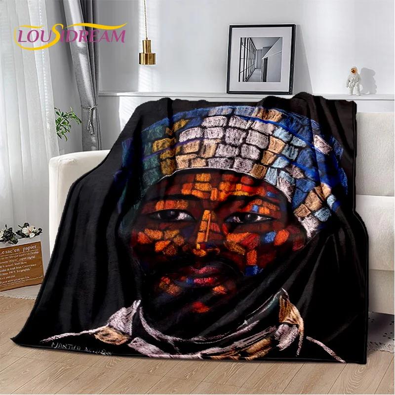 Classics Cartoon Africa Ethiopian Painting Art Blanket,Soft Throw Blanket for Home Bedroom Bed Sofa Picnic Office Travel Cover