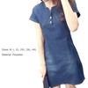 Casual Dress O-neck Short Sleeve Stitching Stylish Women Summer Denim Dress for Daily Wear