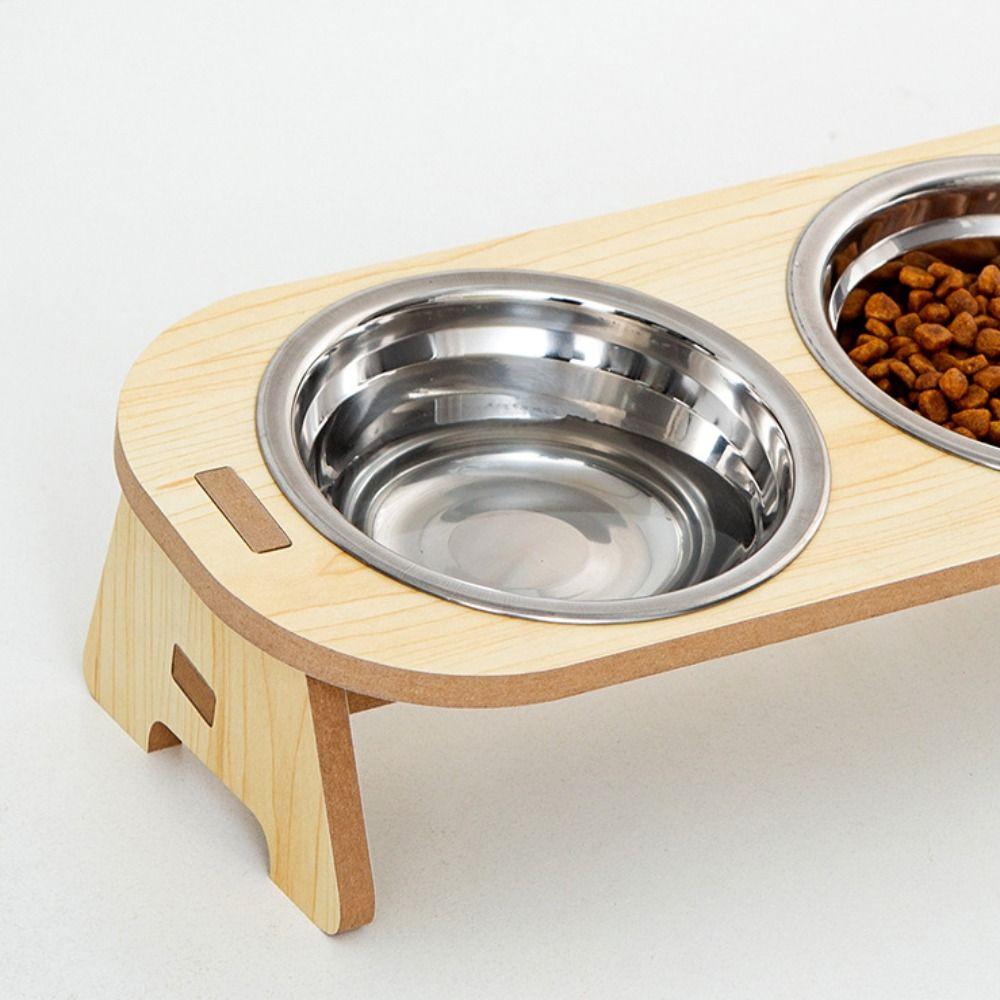 Wooden Cat Food Bowl Non-Slip Dog Food Bowl Practical Cat Food Container  Home