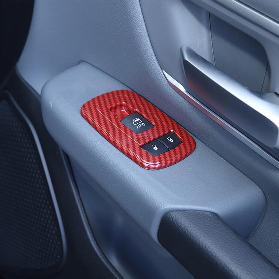5P Window Lift Switch Cover Trim For Dodge Ram 1500 11-24 Accessories Red Carbon