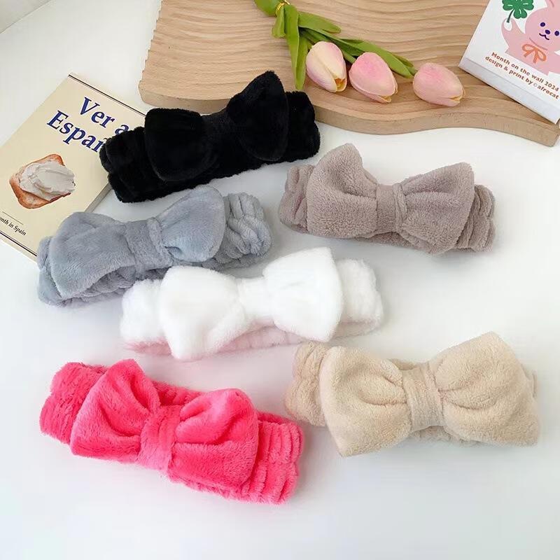 Coral Fleece Bowknot Absorbent Headband